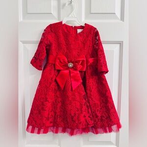Rare Editionns Red Christmas Dress, Size 24 Months